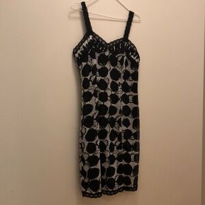 Black and White Sleeveless Sweetheart Slip Dress